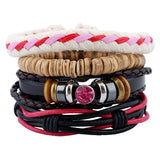 Men Leather Bracelet Wax Line Hand Jewelry