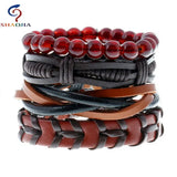 Men Leather Bracelet Wax Line Hand Jewelry