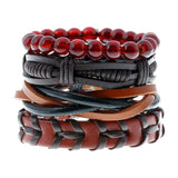 Men Leather Bracelet Wax Line Hand Jewelry