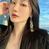 Vintage Ins Style 14K 18K Plated Tassel Long Ear Dangle Earring