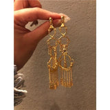Vintage Ins Style 14K 18K Plated Tassel Long Ear Dangle Earring