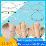 925 Silver Wave Shape Bracelet for Women Adjustable Figure 8 Jewelry