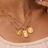 Stainless Steel CZ Paved Pendant Necklace