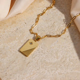 Stainless Steel CZ Paved Pendant Necklace