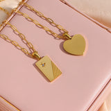Stainless Steel CZ Paved Pendant Necklace