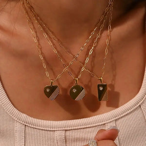 Stainless Steel CZ Paved Pendant Necklace