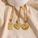 Stainless Steel CZ Paved Pendant Necklace