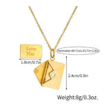 Envelope Pendant Necklace Stainless Steel Jewelry for Valentine Mother Gift
