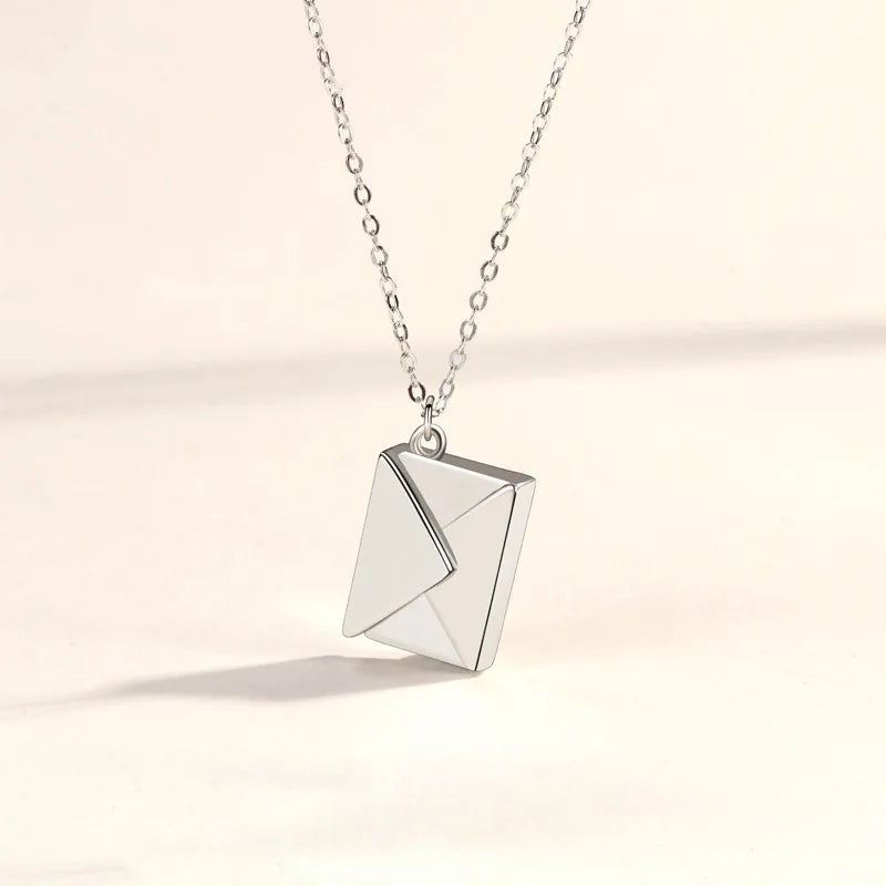 Envelope Pendant Necklace Stainless Steel Jewelry for Valentine Mother Gift