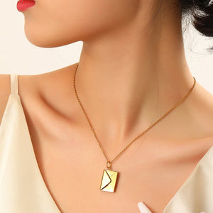 Envelope Pendant Necklace Stainless Steel Jewelry for Valentine Mother Gift