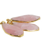 Rose Quartz Water Drop Pendant Necklace Natural Bezel Stone