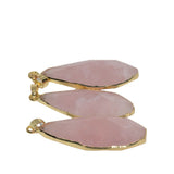 Rose Quartz Water Drop Pendant Necklace Natural Bezel Stone