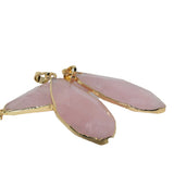 Rose Quartz Water Drop Pendant Necklace Natural Bezel Stone