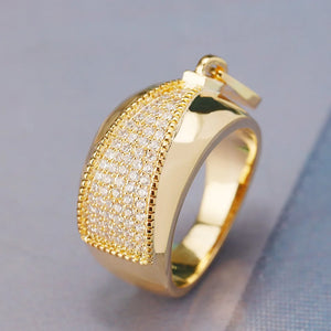 Zipper Style Cubic Zircon Finger Ring Charm Jewelry