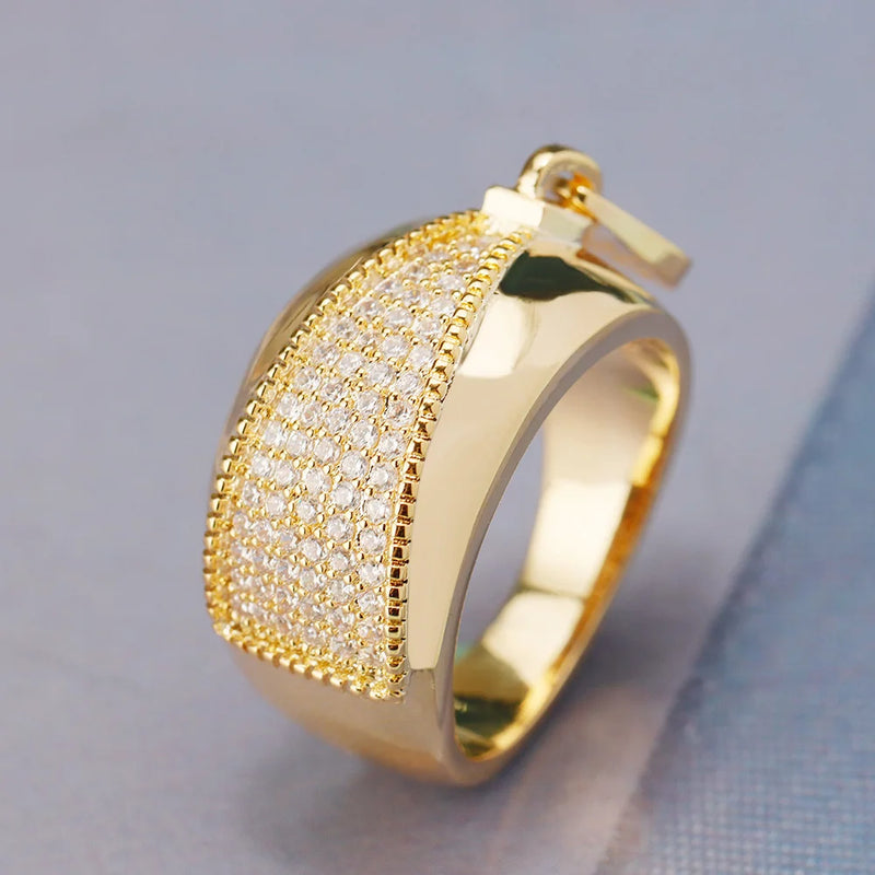 Zipper Style Cubic Zircon Finger Ring Charm Jewelry