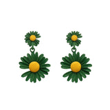 Mint Green Mori Earrings Geometric Long Pearl Tassel Flower Stud Earrings