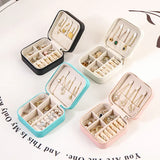 Portable Jewelry Box Organizer Display Travel Case Buttons Leather Storage