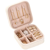 Portable Jewelry Box Organizer Display Travel Case Buttons Leather Storage