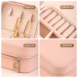 Portable Jewelry Box Organizer Display Travel Case Buttons Leather Storage