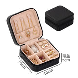 Portable Jewelry Box Organizer Display Travel Case Buttons Leather Storage