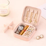 Portable Jewelry Box Organizer Display Travel Case Buttons Leather Storage