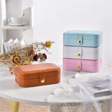 Portable PU Leather Jewelry Storage Box High Capacity Necklace Ring Organizer