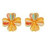 Enamel Flower Petal Stud Earrings - Christmas Jewelry