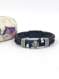 Punk Vintage Men's Bracelet Skull Magnet Clasp Leather Rope