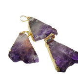 Purple Amethyst Crystal Triangle Pendant Necklace Women