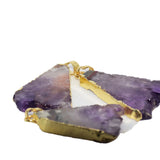 Purple Amethyst Crystal Triangle Pendant Necklace Women