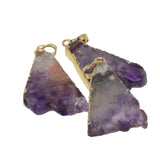 Purple Amethyst Crystal Triangle Pendant Necklace Women