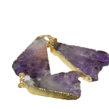 Purple Amethyst Crystal Triangle Pendant Necklace Women