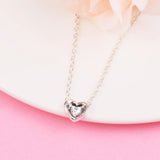 Radiant Heart & Floating Stone Pendant Necklace 925 Sterling Silver