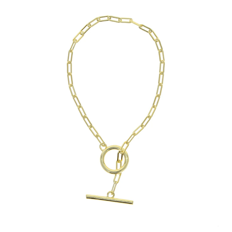 925 Silver Plated Paper Clip Chain Choker Necklace & Bracelet Set
