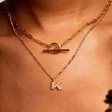 925 Silver Plated Paper Clip Chain Choker Necklace & Bracelet Set
