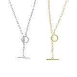 925 Silver Plated Paper Clip Chain Choker Necklace & Bracelet Set