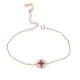 925 Silver Delicate Cross Cz Charm Bracelet for Women