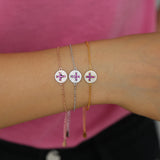 925 Silver Delicate Cross Cz Charm Bracelet for Women