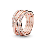 925 Silver Round Crystal Ring Heart Wishbone Engagement Wedding Rings