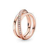 925 Silver Round Crystal Ring Heart Wishbone Engagement Wedding Rings