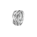 925 Silver Round Crystal Ring Heart Wishbone Engagement Wedding Rings