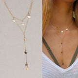 925 Silver Star Y Shape Layered Necklaces for Women