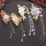 Retro Flower Butterfly Tassel Crab Hair Clip Metal Hair Claw Pearl Shark Clip