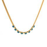Green Zircon Flat Snake Chain Necklace Bracelet Set