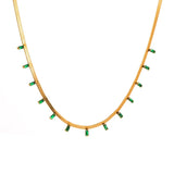Green Zircon Flat Snake Chain Necklace Bracelet Set