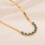 Green Zircon Flat Snake Chain Necklace Bracelet Set