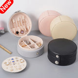 Round Portable Jewelry Box Jewelry Organizer Display Travel Jewelry Case