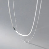 S925 Silver Double Layer Box Chain Snake Clavicle Chain Necklace