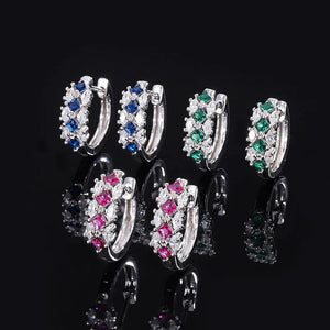 S925 Silver Emerald Diamond Earrings for Women