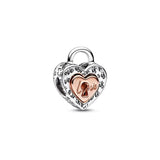 925 Sterling Silver Padlock Heart Pendant Charms Beads for Bracelet